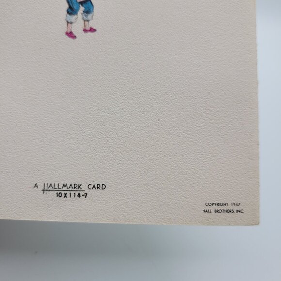 Hallmark Vintage Christmas Greeting Card 1947 Blue Jean Illustration Delight 40s - Picture 5 of 5